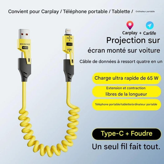 CâbleFlex™ – Le Câble 4-en-1 Ultra-Pratique 🚀